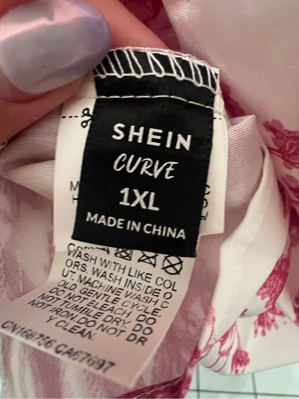 SHEIN Pink and White Floral Tie-Waist Shirt Dress - Picture 2 of 2